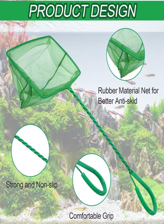 PHITUODA 4 Pack Aquarium Fish Net 4 Sizes Quick Catch Mesh Nylon Fishing Catch Nets Square Fish Nets with Handle (3in, 4in, 5in, 6in) - Image 3